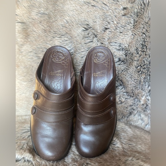 Dansko Brown Leather Blake Slip-On Heeled Mules Size 5.5 - Picture 3 of 7